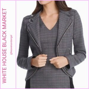 NEW WHBM Plaid Moto Jacket